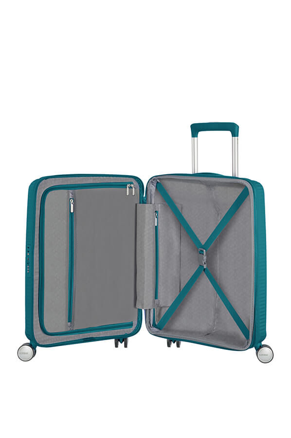 SoundBox Cabin luggage | American Tourister Soundbox Spinner Expandable 55cm  Jade Green